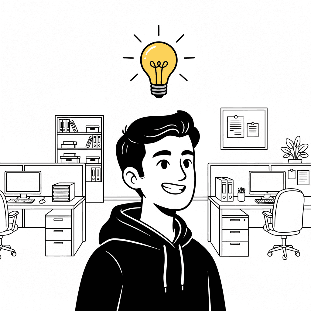 Founder story – idea moment illustration